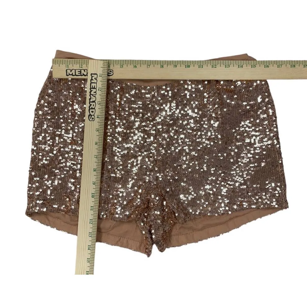 Anthropologie Rose Gold Sequin Shorts Size 6 New