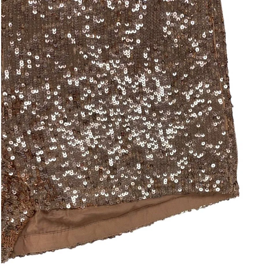 Anthropologie Rose Gold Sequin Shorts Size 6 New