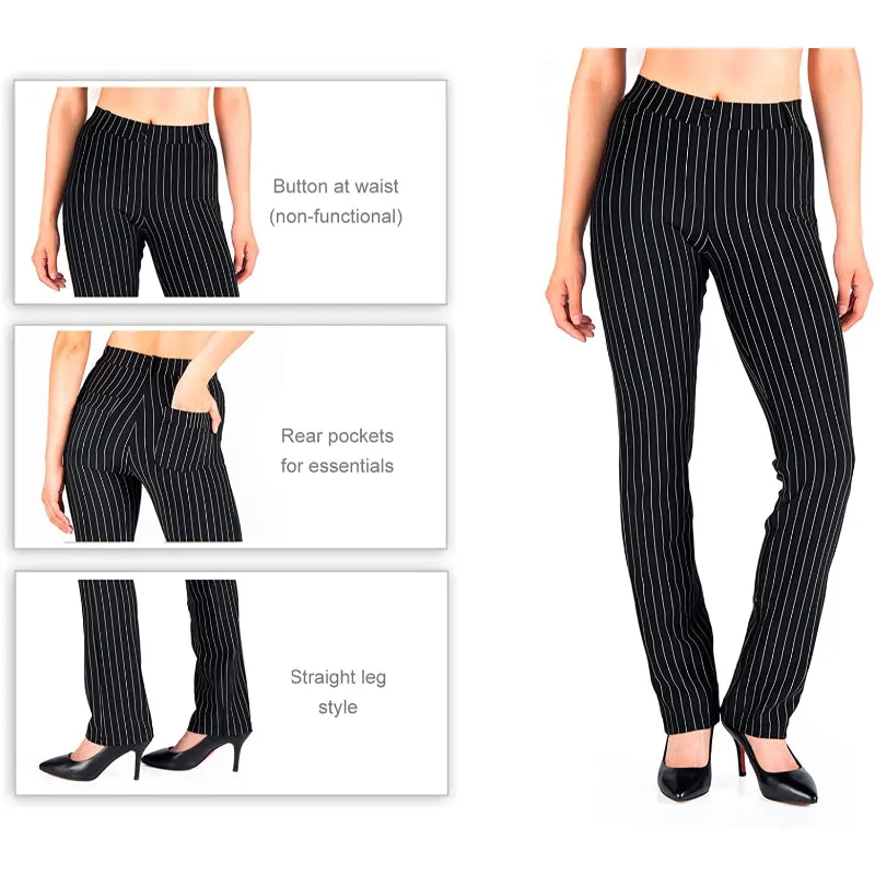 Belt Loops, Women's Petite/Regular/Tall Straight Leg Yoga Dress Pants