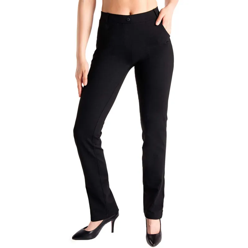 Belt Loops, Women's Petite/Regular/Tall Straight Leg Yoga Dress Pants