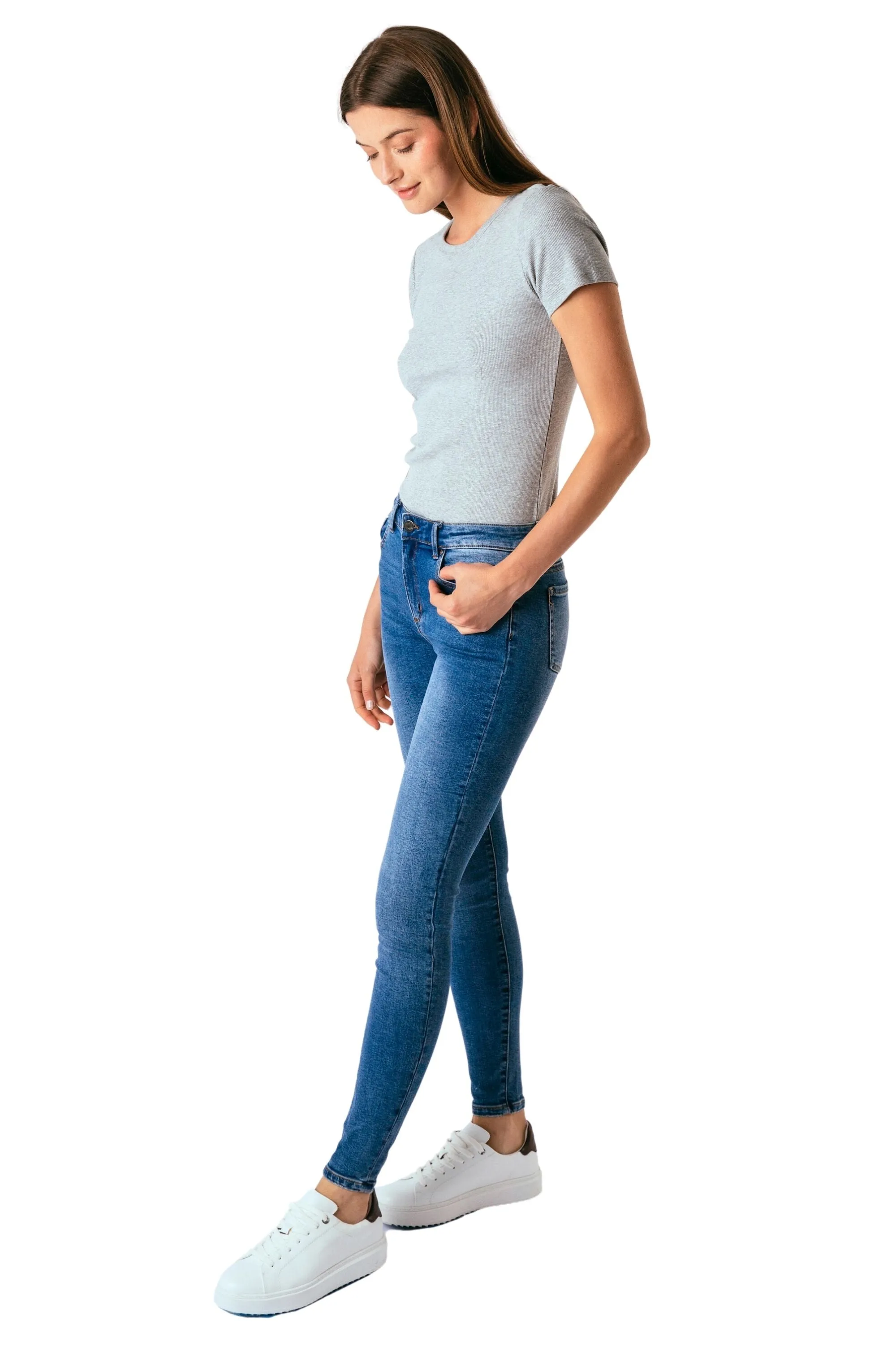 Diane - Basic Mid-Rise Skinny Pant In Nautical Blue