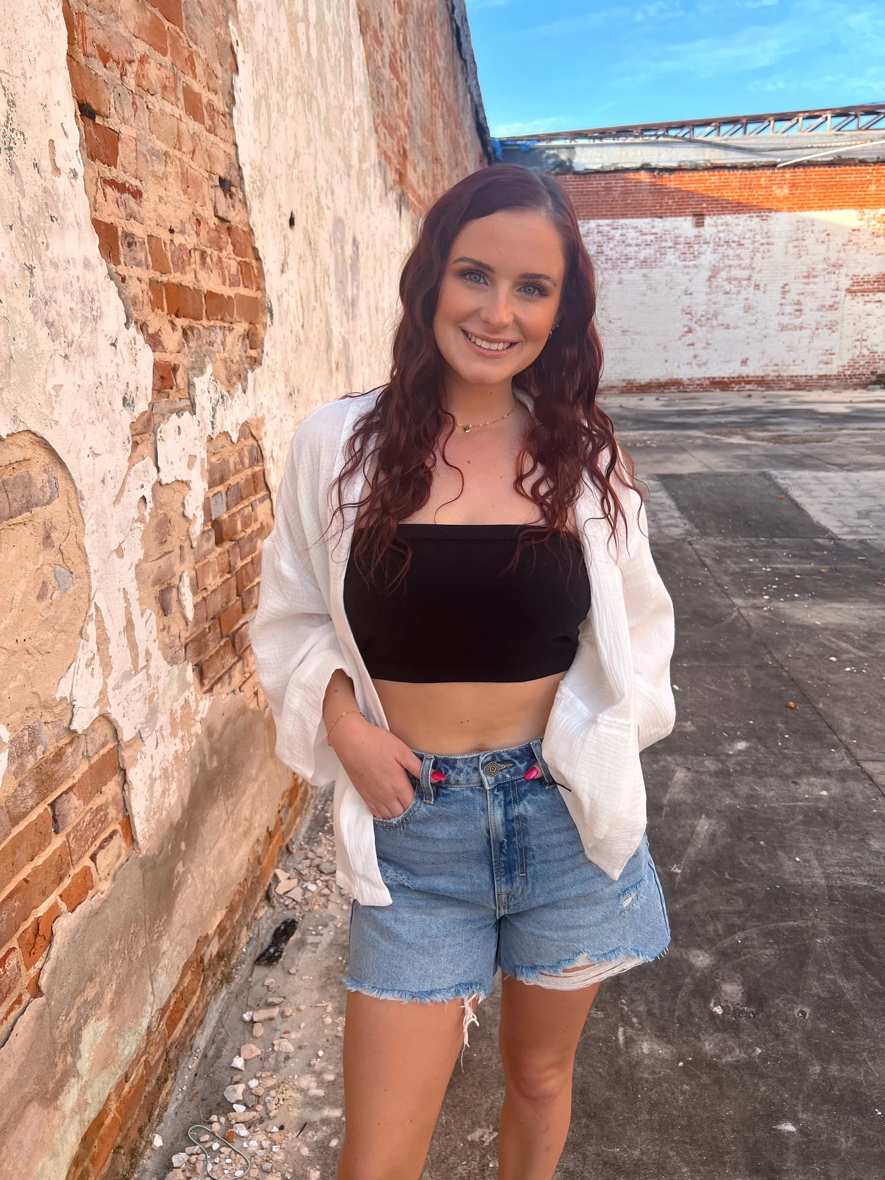 Dixie Medium Light Distressed 4" Inseam Mom Shorts | Hidden Jeans