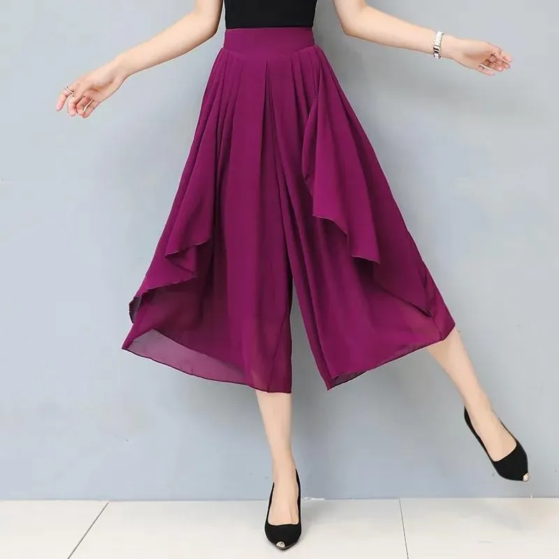 Elastic High Waist Elegant Capris For Females