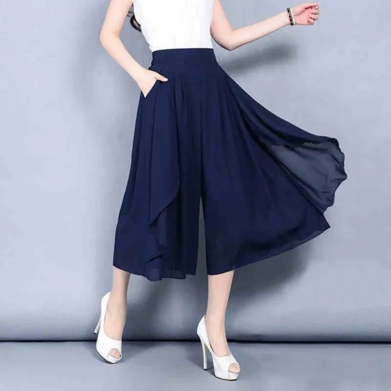 Elastic High Waist Elegant Capris For Females