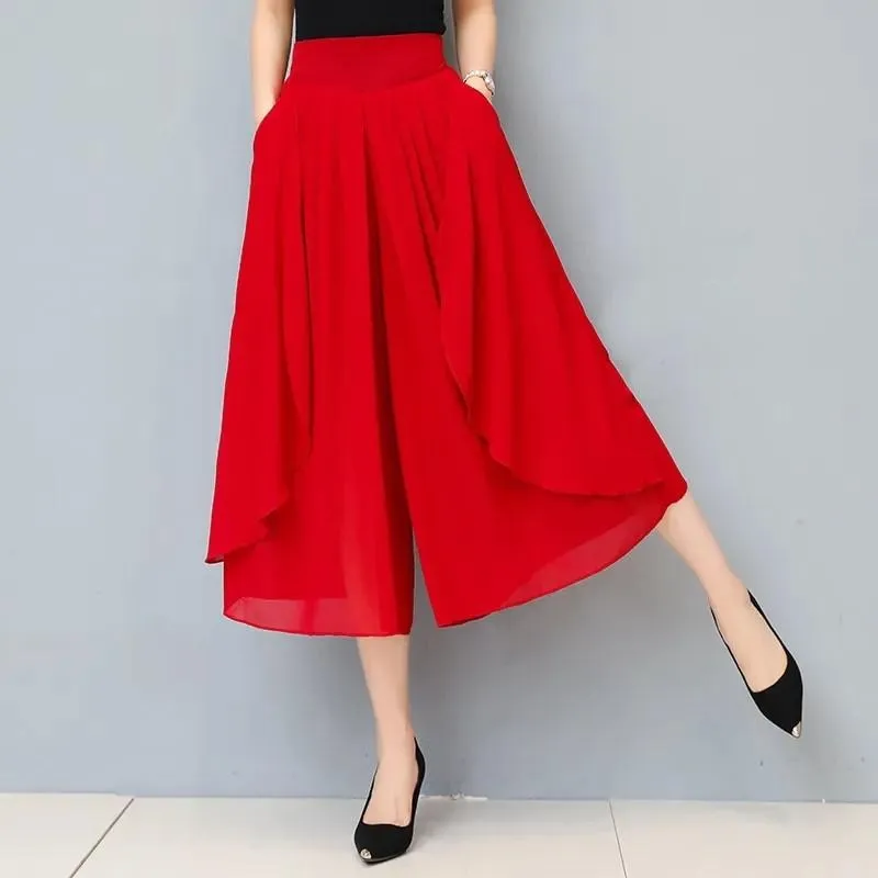 Elastic High Waist Elegant Capris For Females