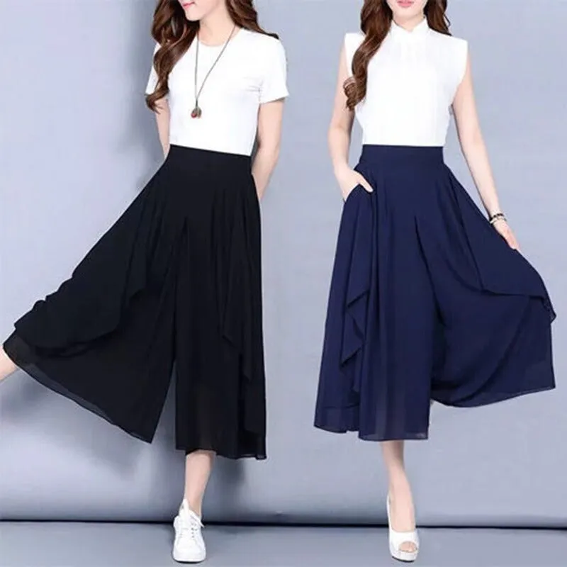Elastic High Waist Elegant Capris For Females