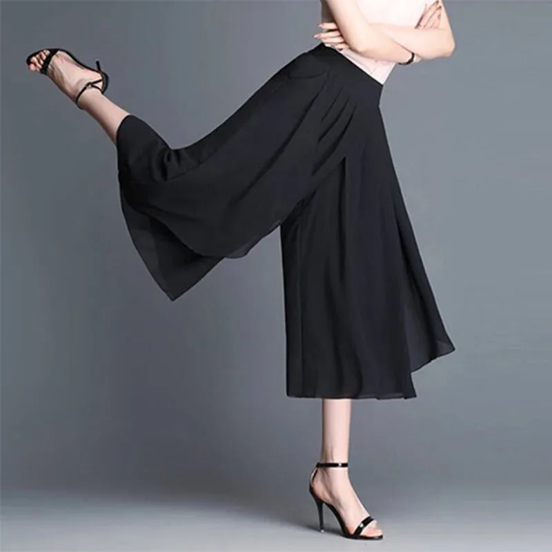 Elastic High Waist Elegant Capris For Females