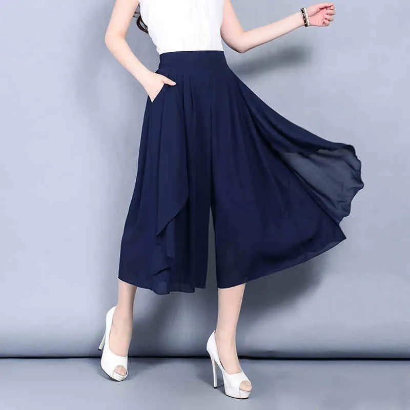 Elastic High Waist Elegant Capris For Females
