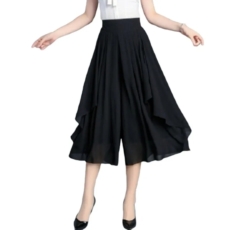 Elastic High Waist Elegant Capris For Females