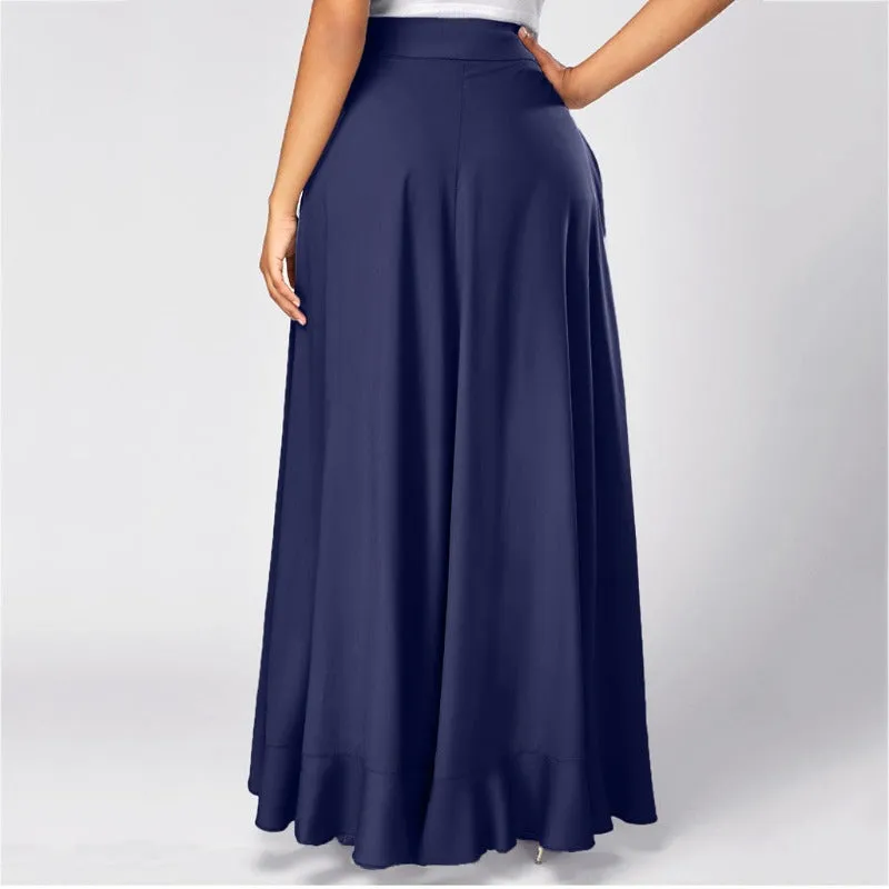 Elegant High Waist Causal Ruffle Drawstring Trouser