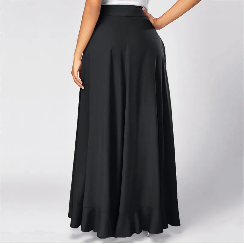 Elegant High Waist Causal Ruffle Drawstring Trouser
