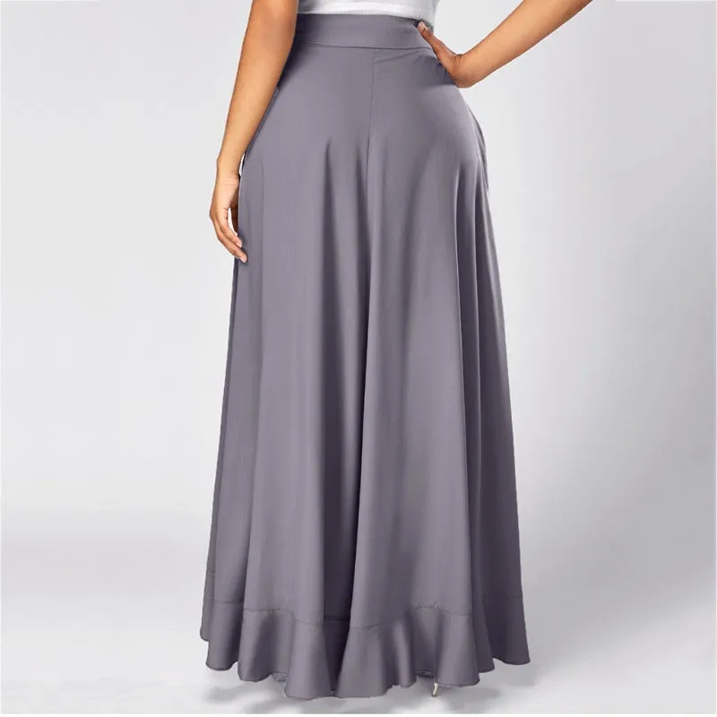 Elegant High Waist Causal Ruffle Drawstring Trouser