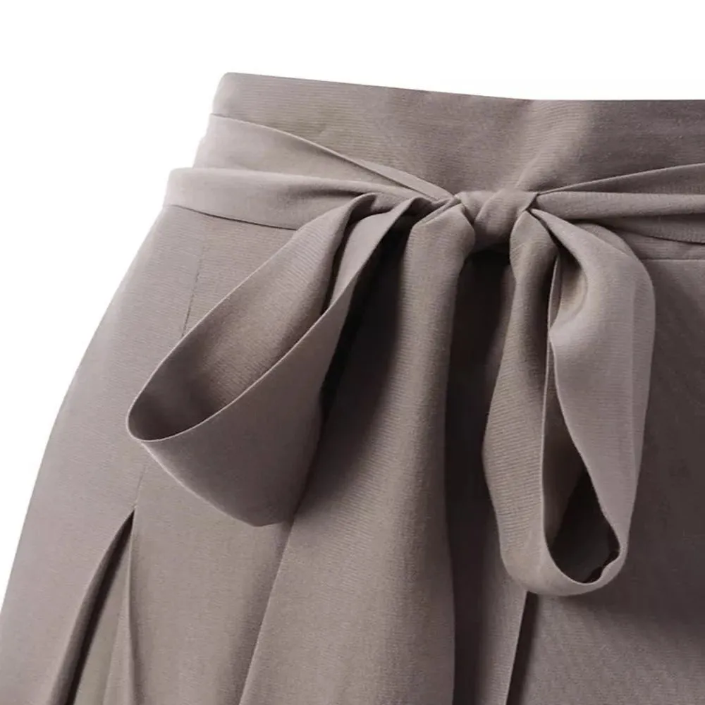Elegant High Waist Solid Work Loose Trousers