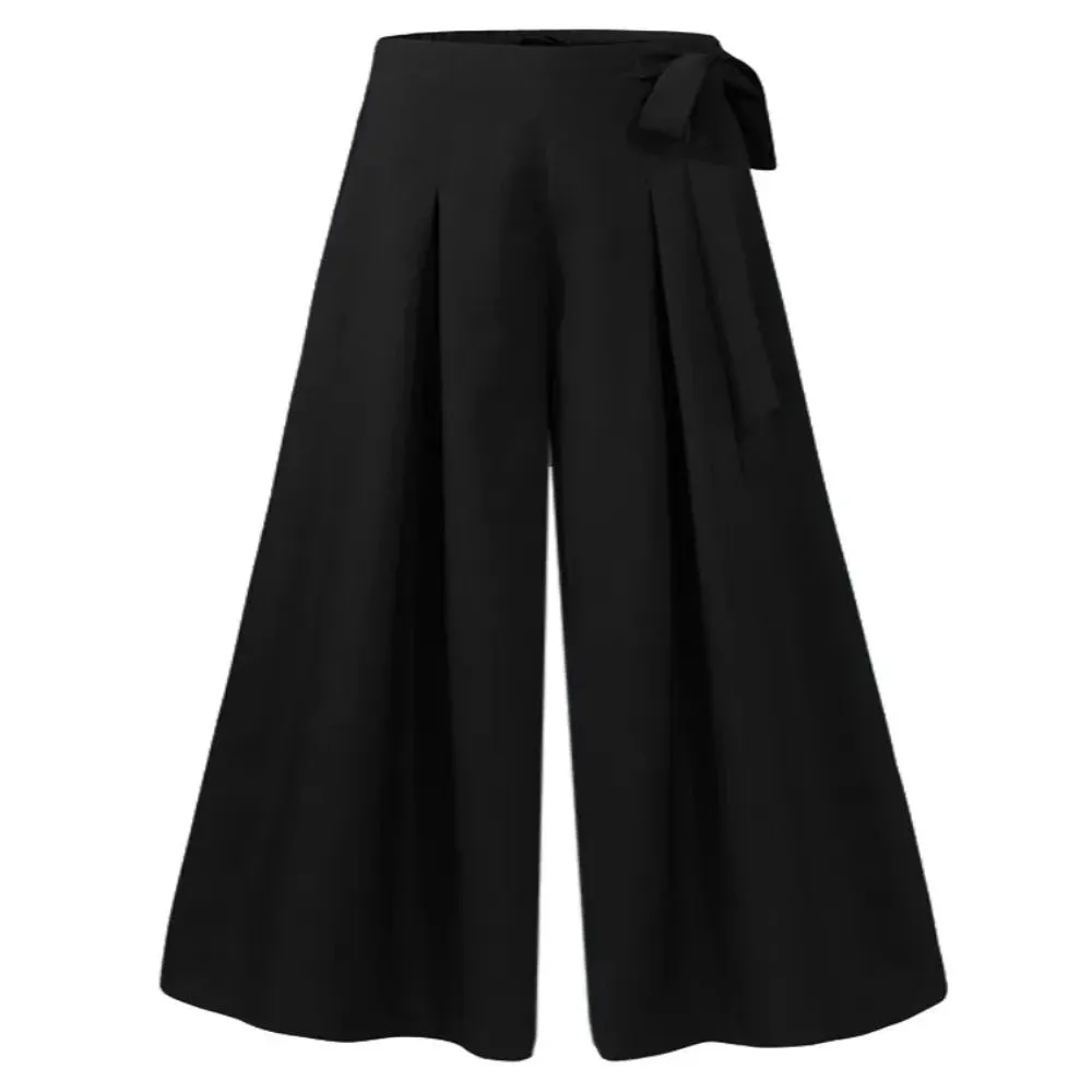 Elegant High Waist Solid Work Loose Trousers