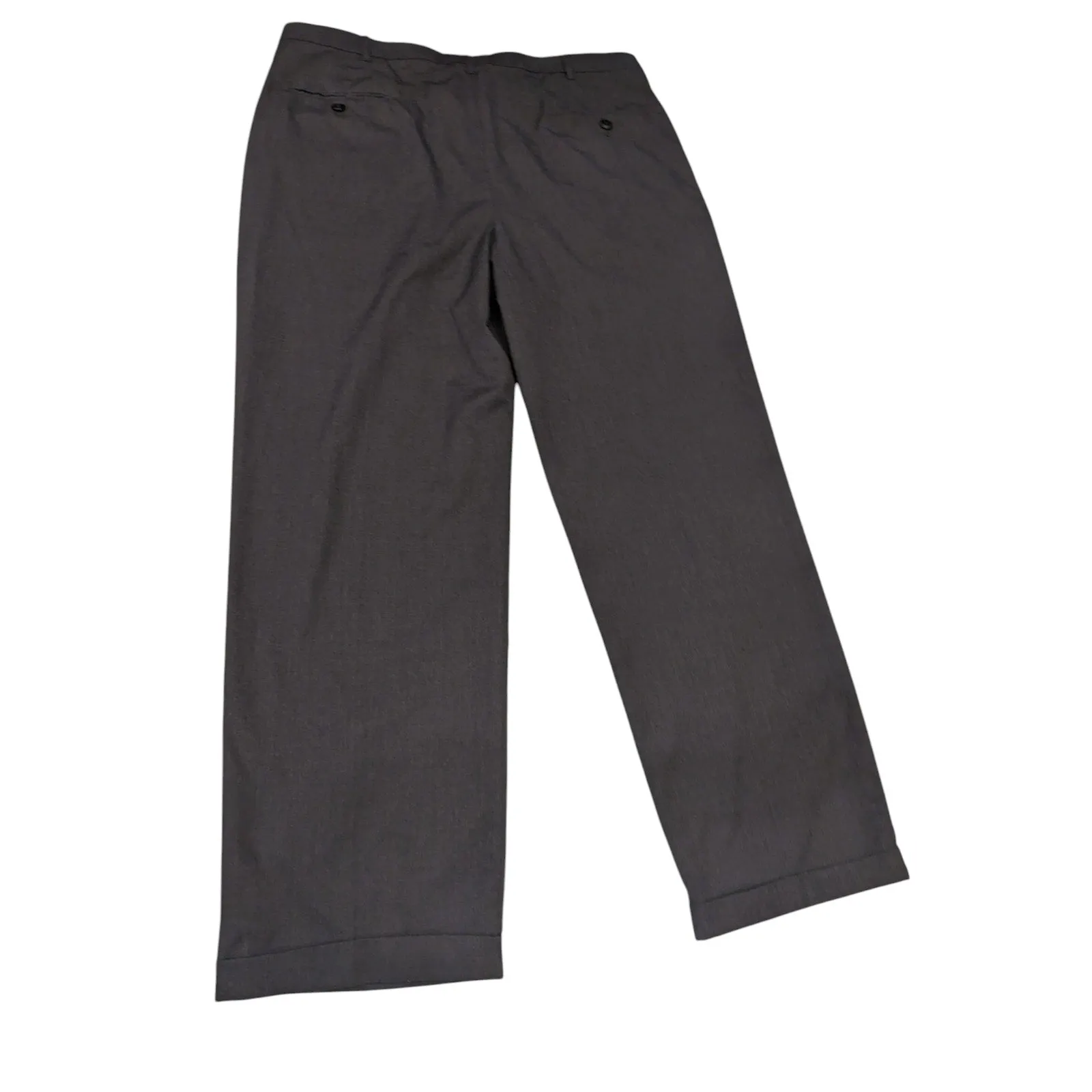 Haggar Pants Mens 38x32 Gray Dress Slacks Pleated Front Cuffed Hem Classic Fit