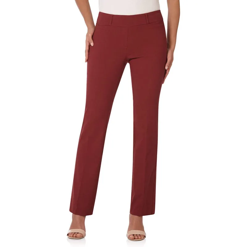 Multicolor Women's Solid Ease In To Comfort Fit Bootcut Stretch Pant With Pull On