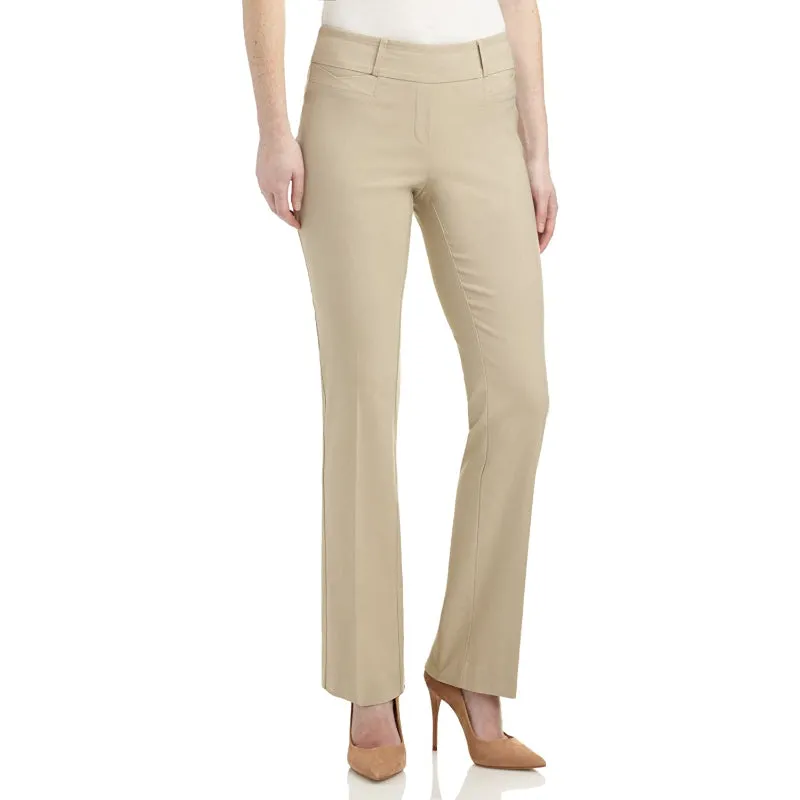 Multicolor Women's Solid Ease In To Comfort Fit Bootcut Stretch Pant With Pull On
