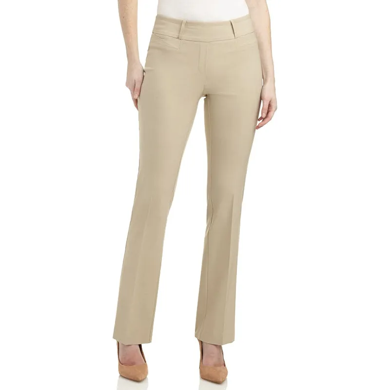 Multicolor Women's Solid Ease In To Comfort Fit Bootcut Stretch Pant With Pull On