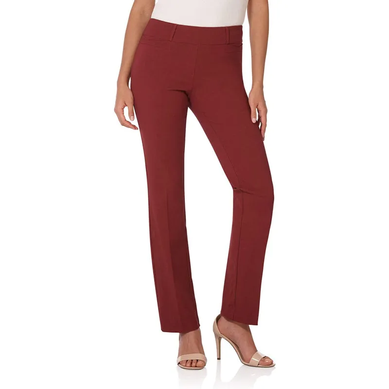 Multicolor Women's Solid Ease In To Comfort Fit Bootcut Stretch Pant With Pull On