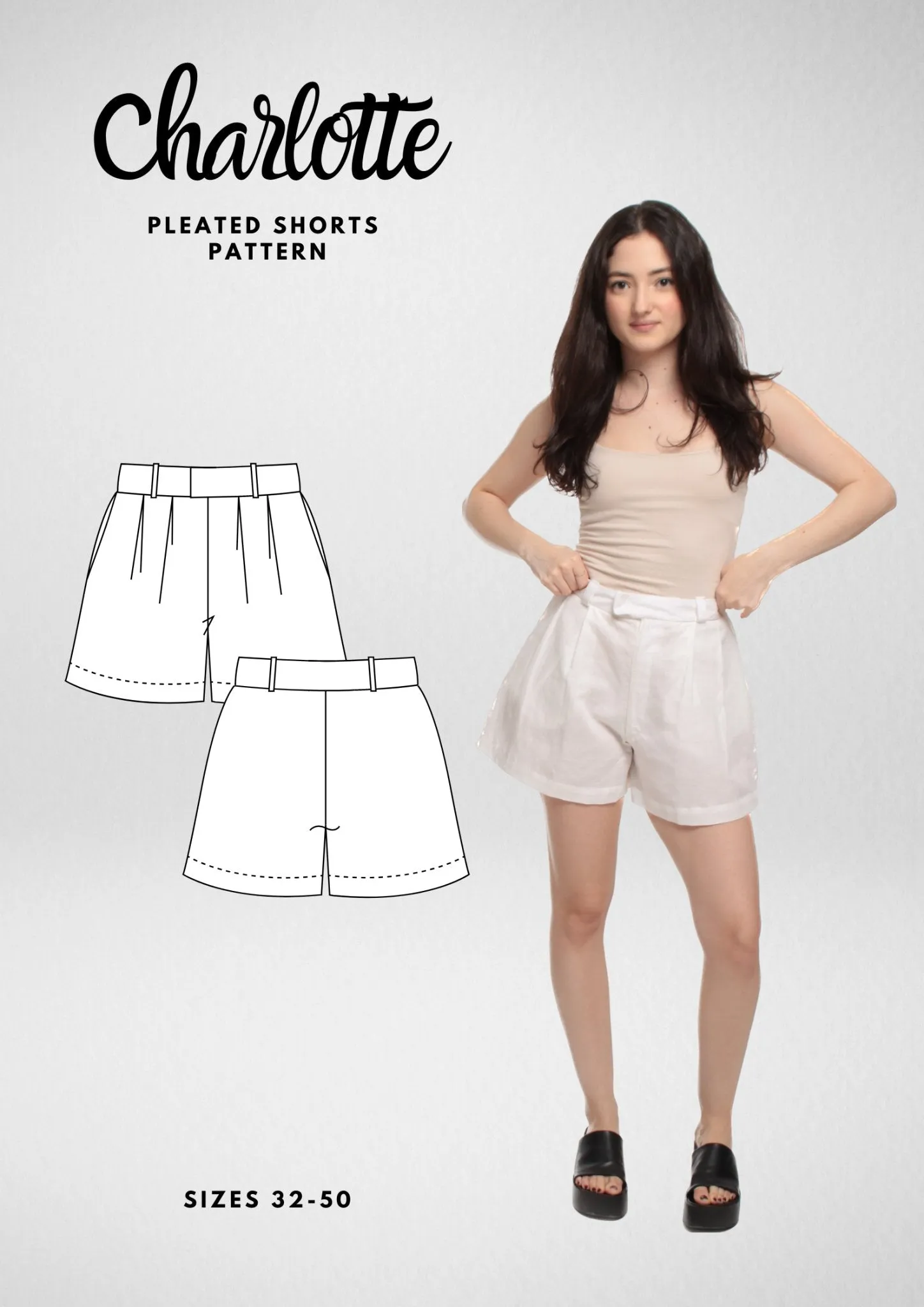 Pleated Shorts Sewing Pattern [Charlotte]