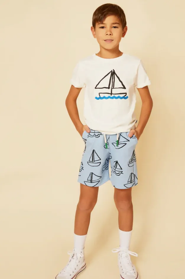 Recycled Cotton Sailboat Kid Short