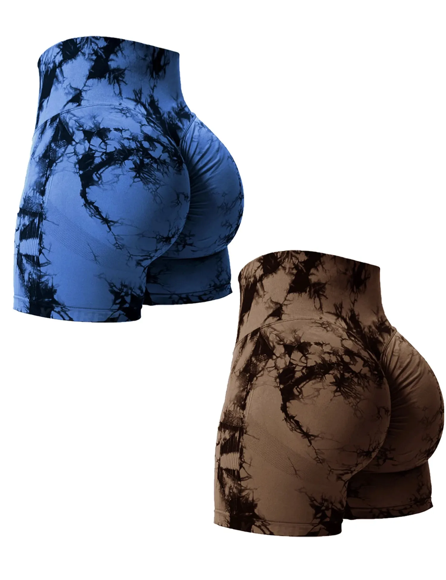 Tie Dye Gym Shorts 2-Pack Butt Lifting Stretch Activewear Bold