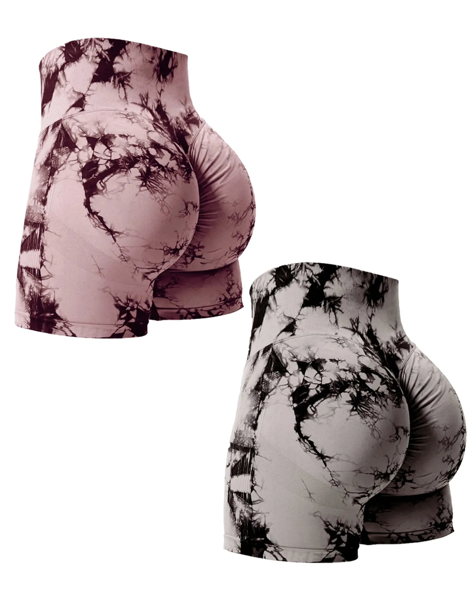 Tie Dye Gym Shorts 2-Pack Butt Lifting Stretch Activewear Bold