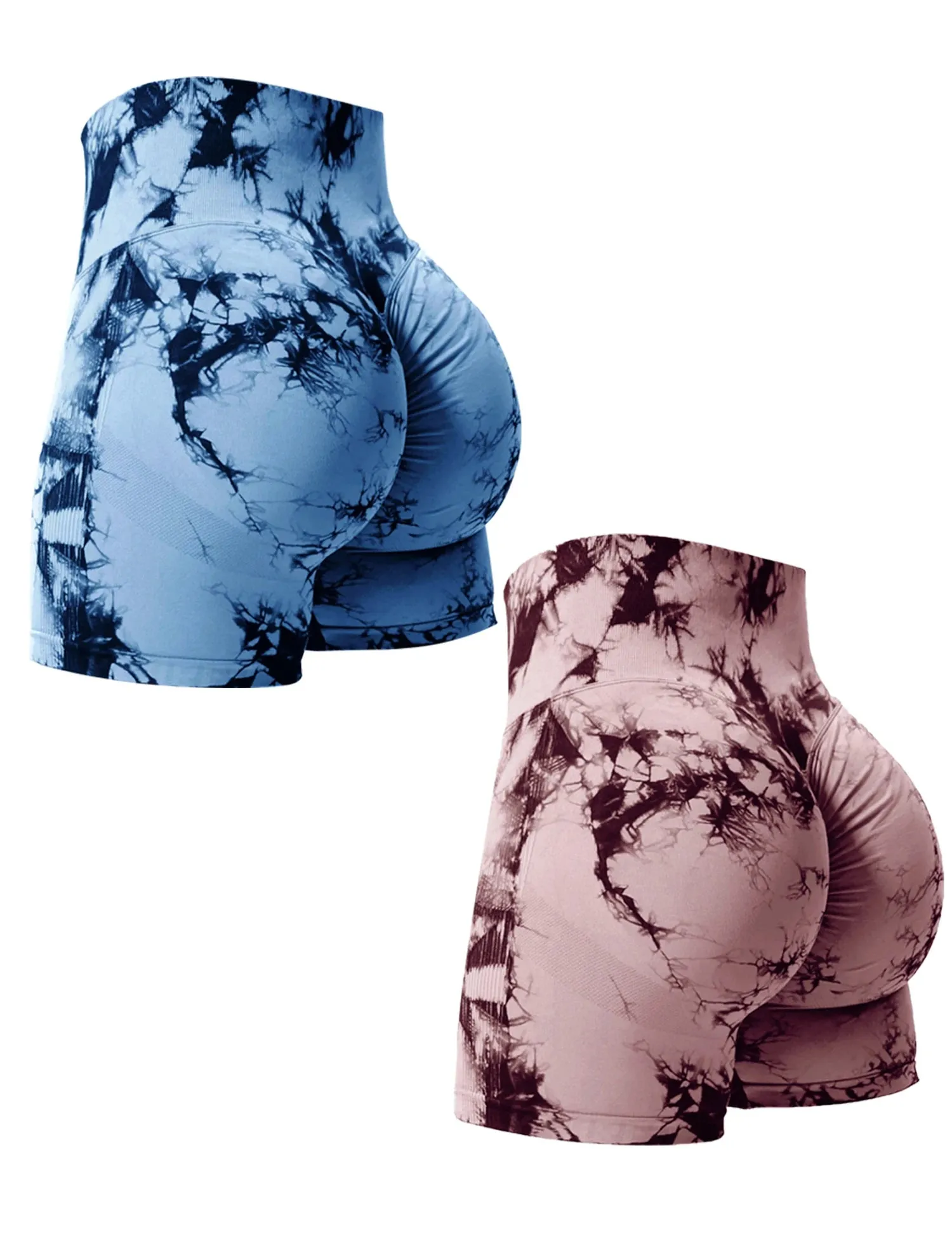 Tie Dye Gym Shorts 2-Pack Butt Lifting Stretch Activewear Bold