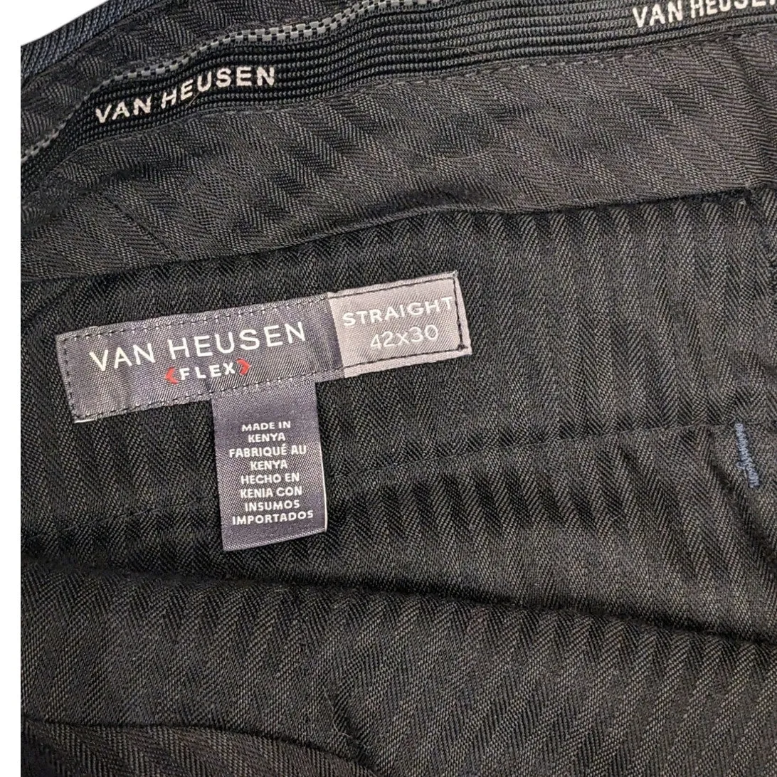 Van Heusen Flex Mens 42x30 Dress Pants Straight Fit Business Office Trousers